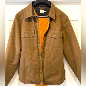 Flint and Tinder Quilted Waxed Jacket in Brown w/orange lining